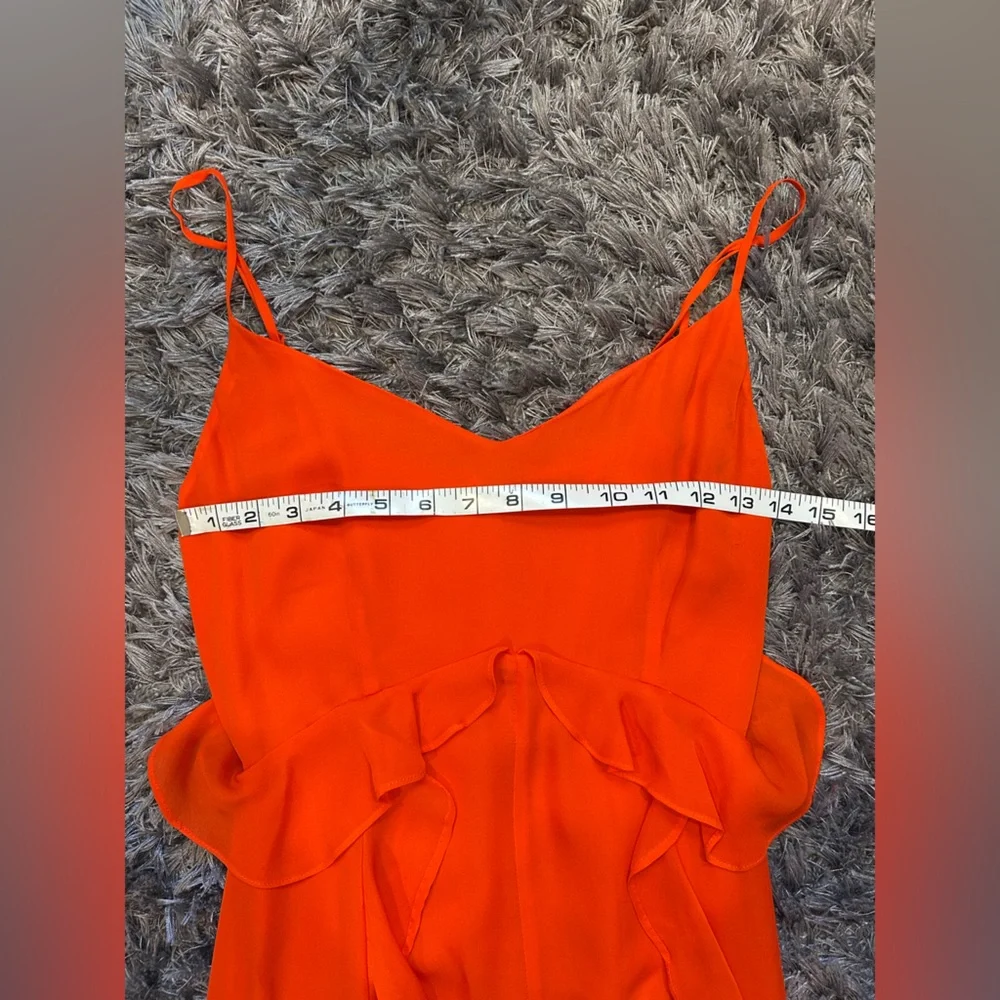 L'agence Silk Orange Ruffle Maxi Dress Size 2 - Picture 12 of 14